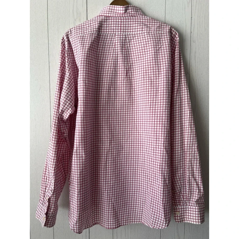 Polo Ralph Lauren Shirt Mens XL Red Pink Check Cotton Button Down Blue Pony